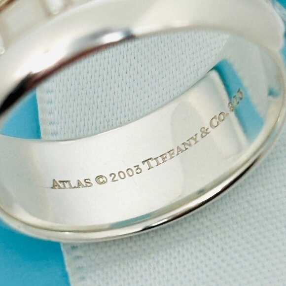 Size 8 Tiffany Wide Atlas Roman Numerals Mens Unisex Ring in Sterling Silver - Picture 5 of 10